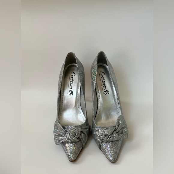 Prom Brazil Made Silver Sparkle Leather Shoes Pumps - Picture 6 of 7